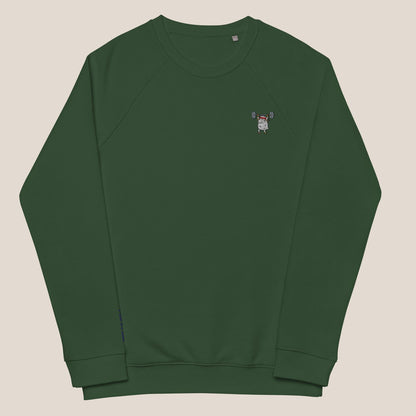 Bio Sweatshirt - Strong Sheep in Waldgrün - Paw & Pixel Stickdesign