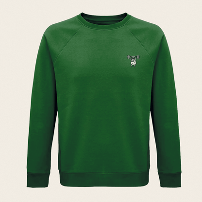 Bio Sweatshirt - Strong Sheep in Waldgrün - Paw & Pixel Stickdesign