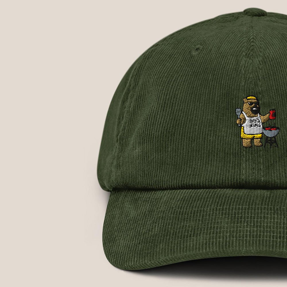 Cord Cap - BBQ Bär in Oxford Navy - Paw & Pixel Stickdesign