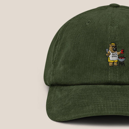 Cord Cap - BBQ Bär in Oxford Navy - Paw & Pixel Stickdesign