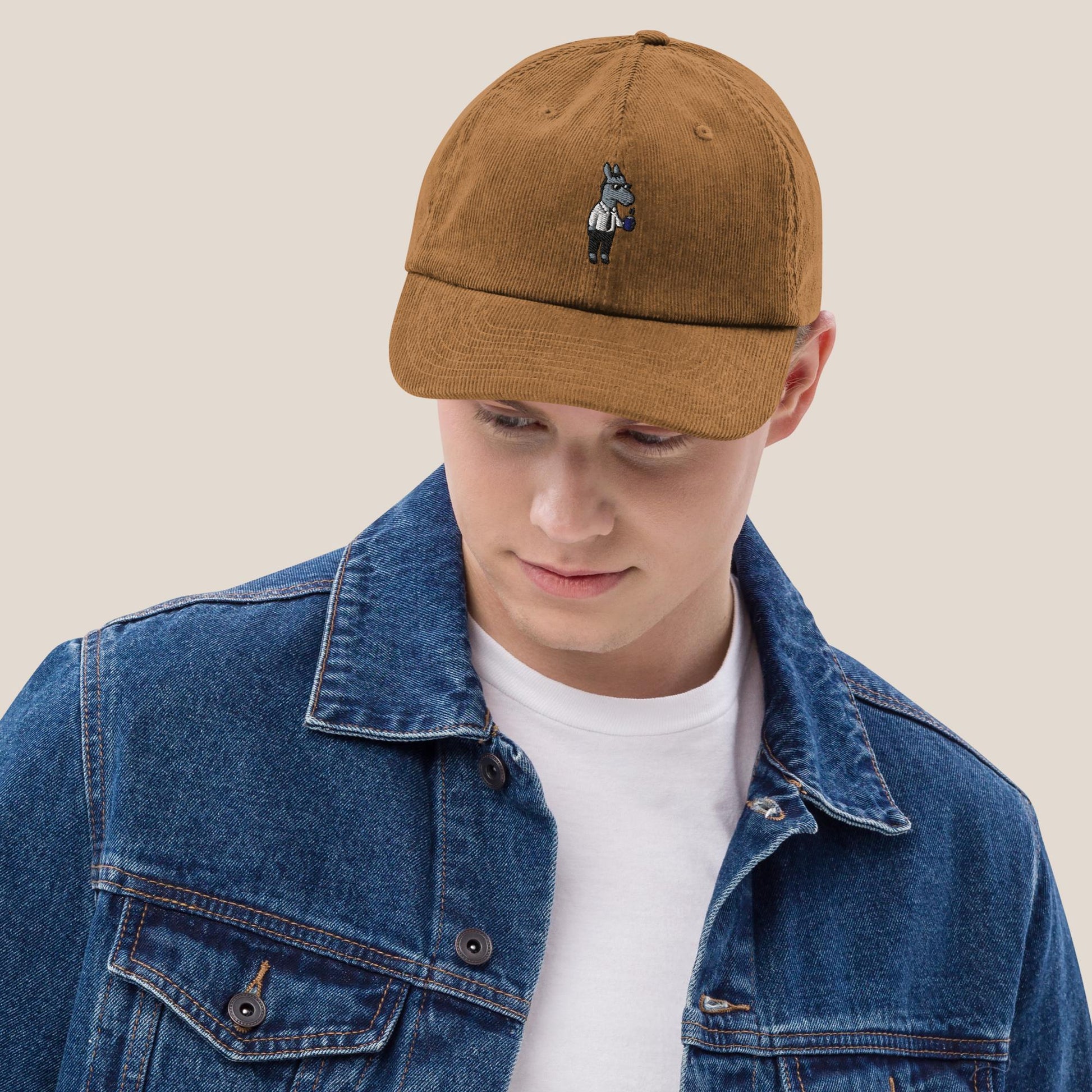Cord Cap - Business Esel in Oxford Navy - Paw & Pixel Stickdesign