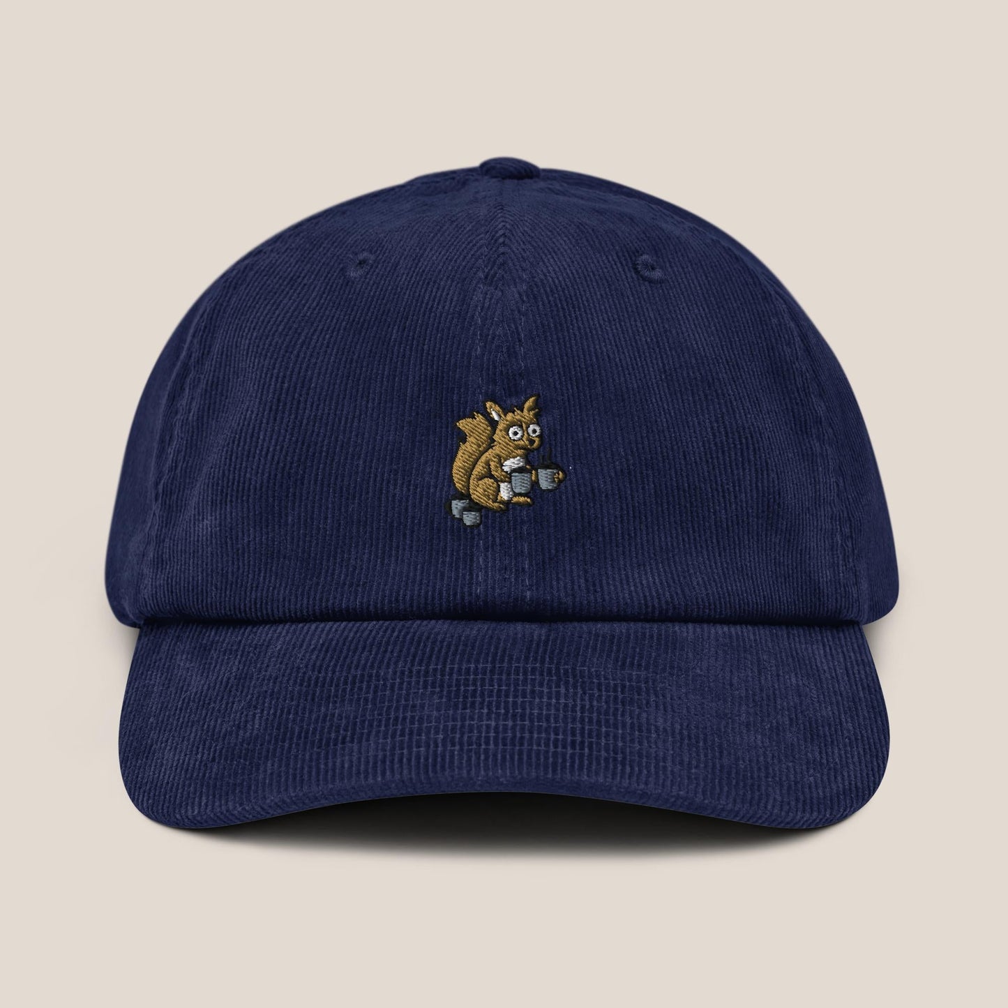 Cord Cap - Coffee Junkie in Oxford Navy - Paw & Pixel Stickdesign
