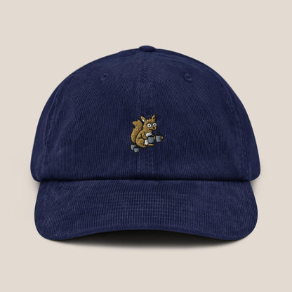Cord Cap - Coffee Junkie in Oxford Navy - Paw & Pixel Stickdesign