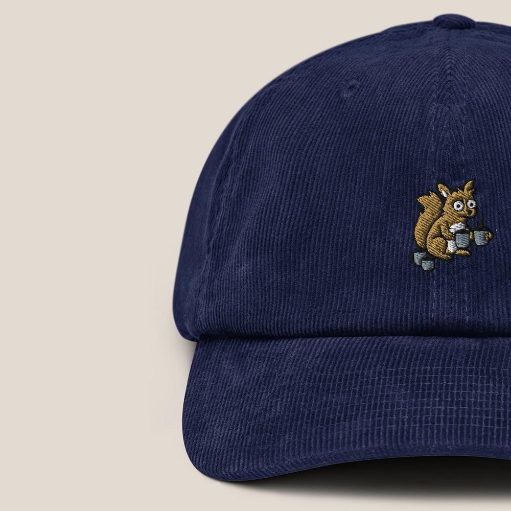 Cord Cap - Coffee Junkie in Oxford Navy - Paw & Pixel Stickdesign