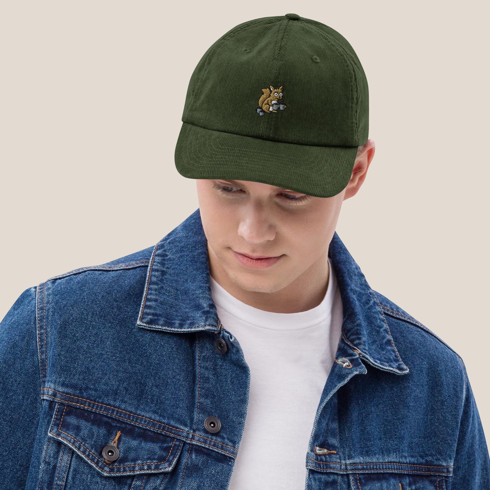 Cord Cap - Coffee Junkie in Oxford Navy - Paw & Pixel Stickdesign