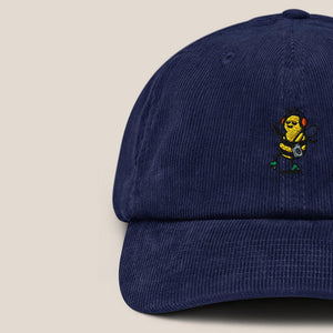 Cord Cap - Groovy Bee in Oxford Navy - Paw & Pixel Stickdesign