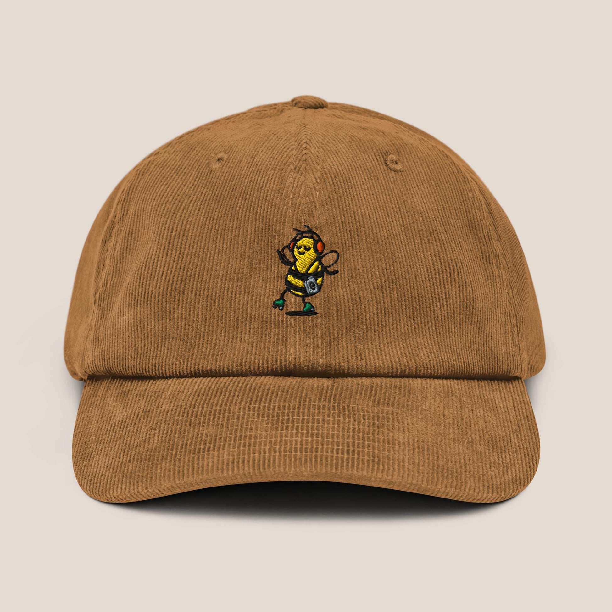 Cord Cap - Groovy Bee in Kamel - Paw & Pixel Stickdesign