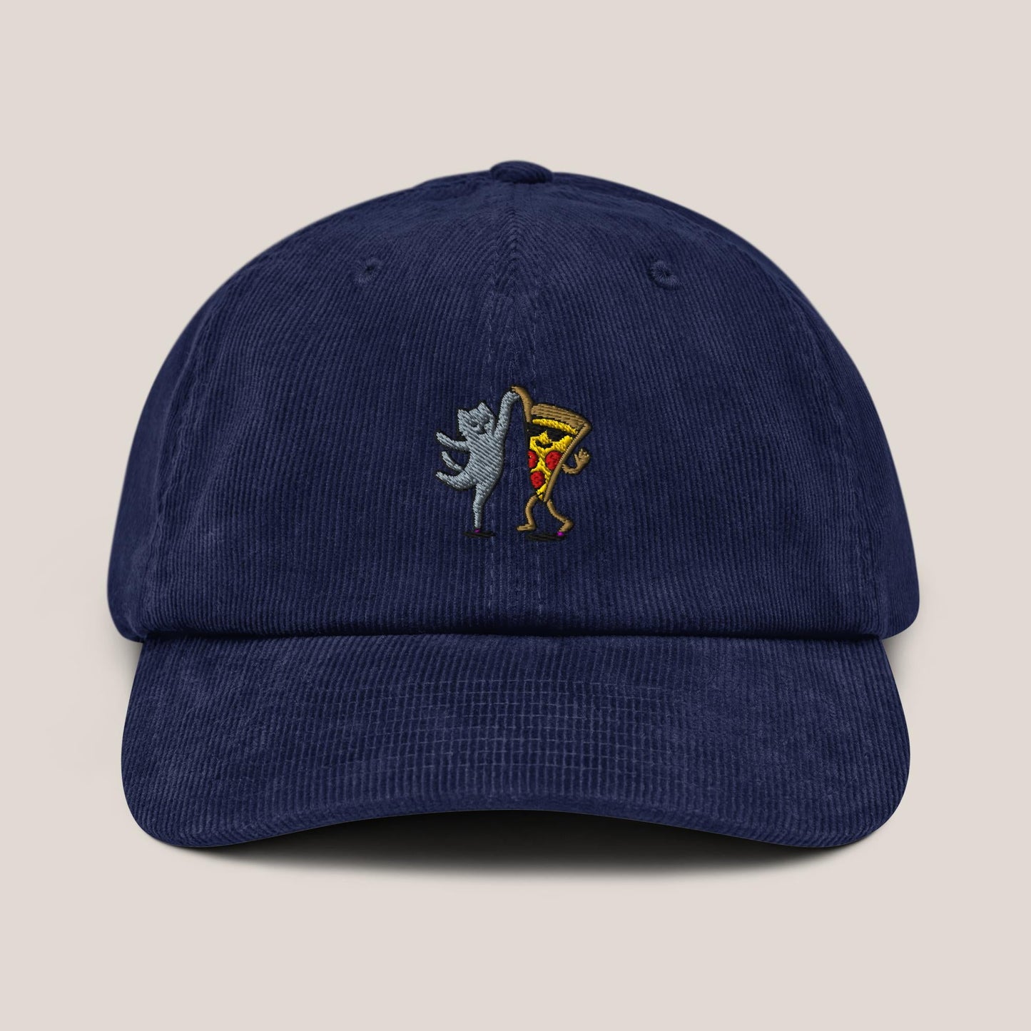 Cord Cap - Party Cat in Oxford Navy - Paw & Pixel Stickdesign