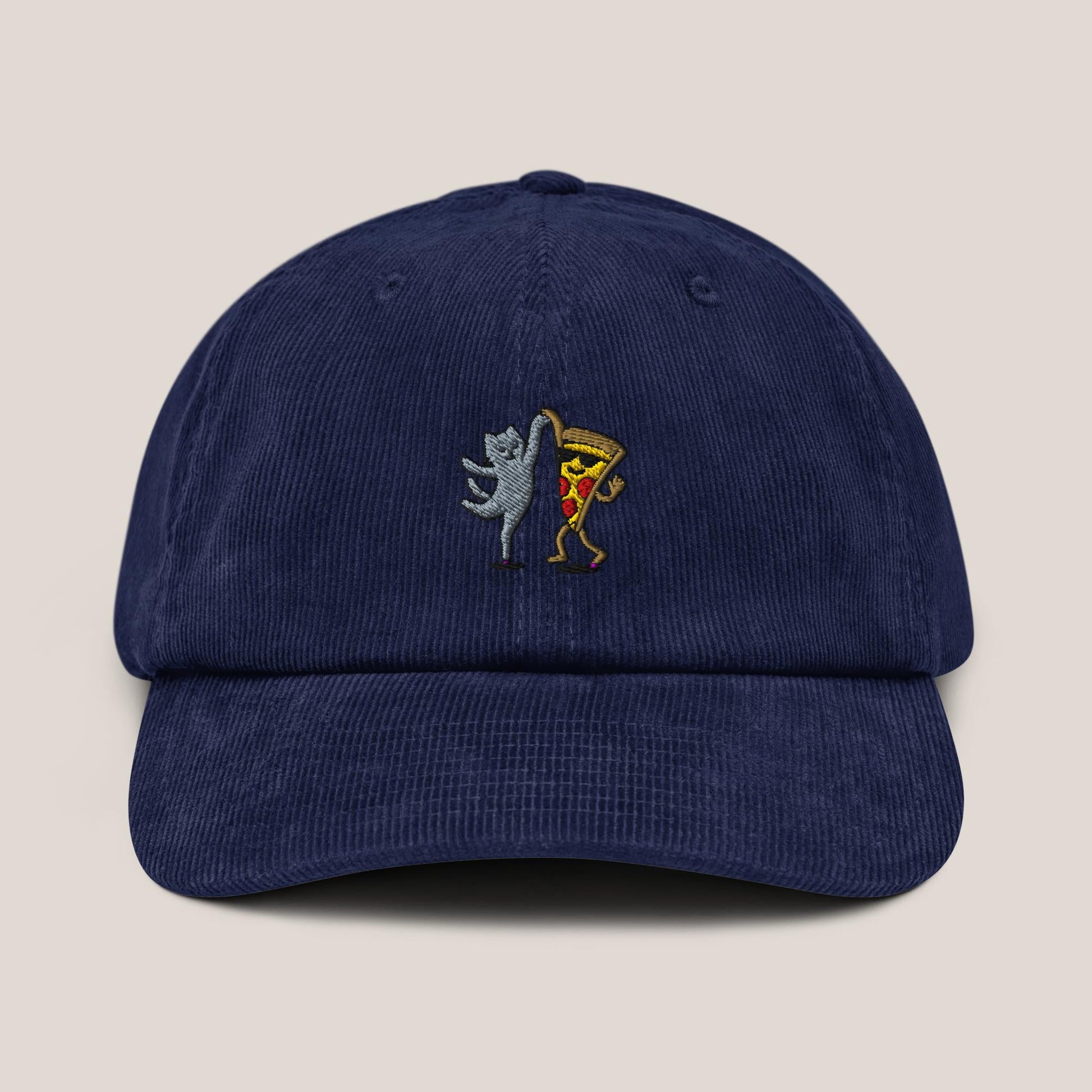 Cord Cap - Party Cat in Oxford Navy - Paw & Pixel Stickdesign