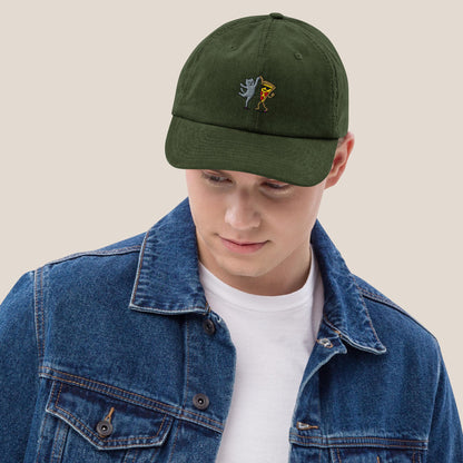 Cord Cap - Party Cat in Oxford Navy - Paw & Pixel Stickdesign