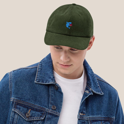 Cord Cap - Snack Attack in Oxford Navy - Paw & Pixel Stickdesign