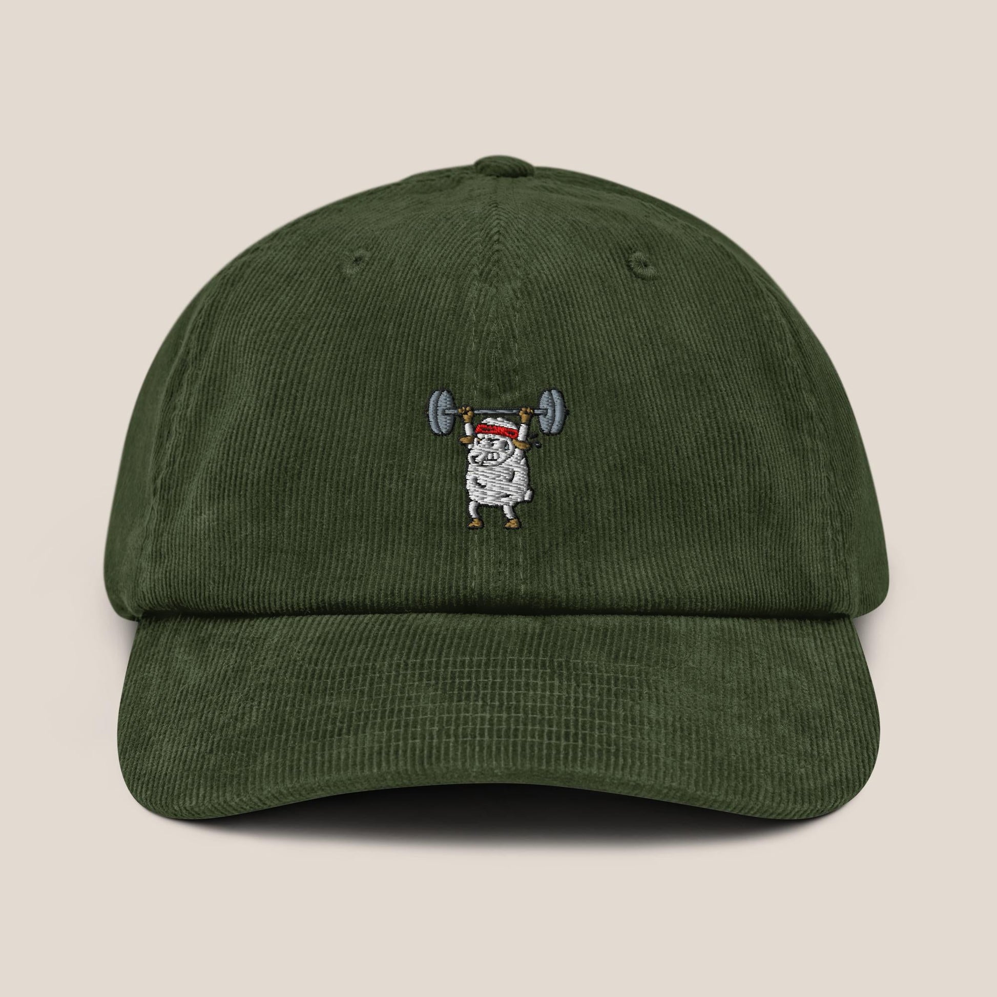 Cord Cap - Strong Sheep in Dark Olive - Paw & Pixel Stickdesign