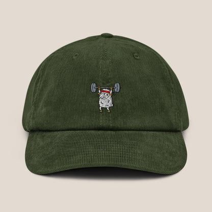 Cord Cap - Strong Sheep in Dark Olive - Paw & Pixel Stickdesign