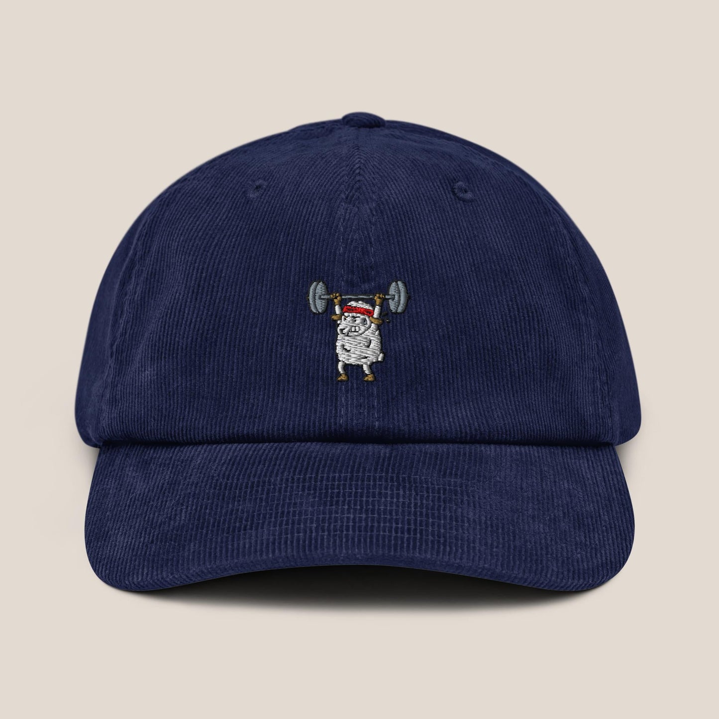 Cord Cap - Strong Sheep in Oxford Navy - Paw & Pixel Stickdesign