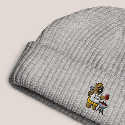 Fischermütze - BBQ Bär in Grau - Paw & Pixel Stickdesign