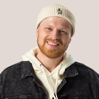 Fischermütze - BBQ Bär in Grau - Paw & Pixel Stickdesign