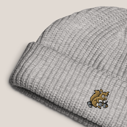 Fischermütze - Coffee Junkie in Grau - Paw & Pixel Stickdesign