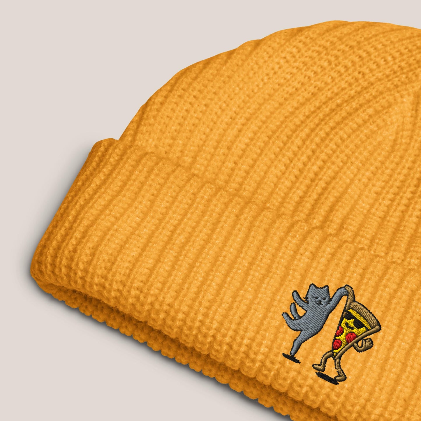 Fischermütze - Party Cat in Senfgelb - Paw & Pixel Stickdesign