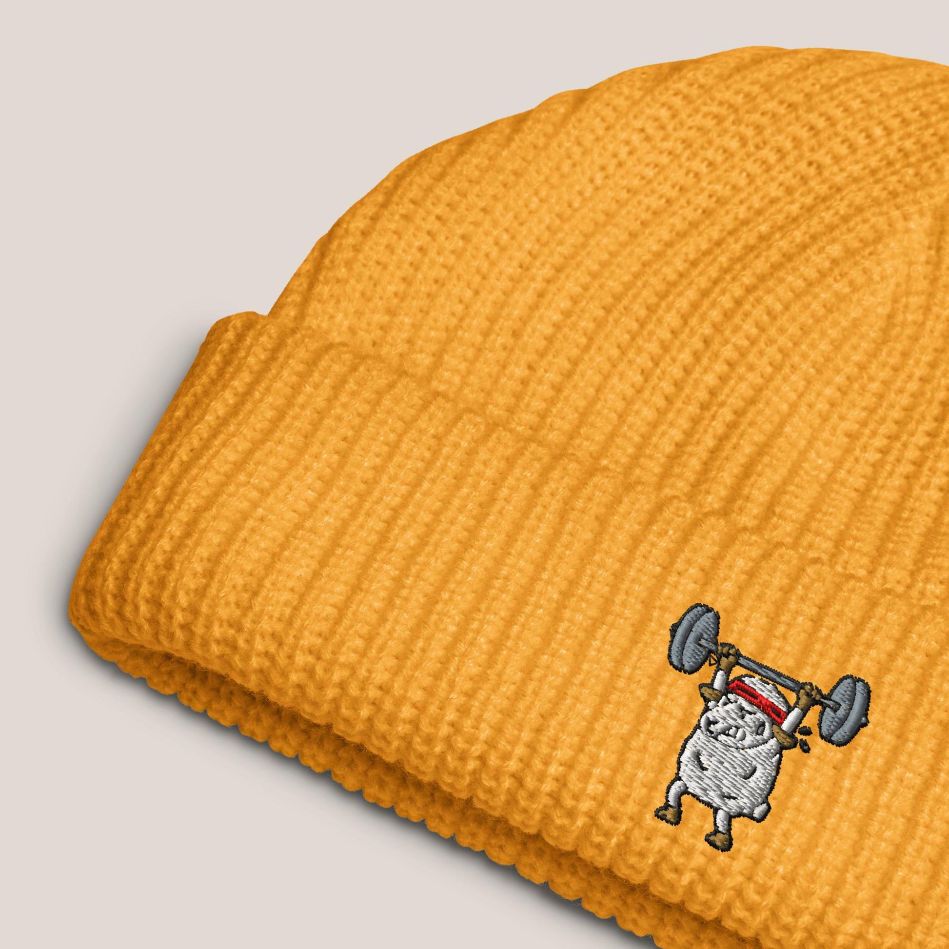 Fischermütze - Strong Sheep in Senfgelb - Paw & Pixel Stickdesign