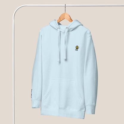 Hoodie - Groovy Bee in Himmelblau - Paw & Pixel Stickdesign