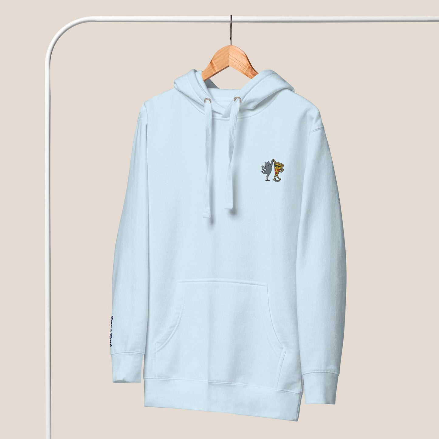 Hoodie - Party Cat in Himmelblau - Paw & Pixel Stickdesign