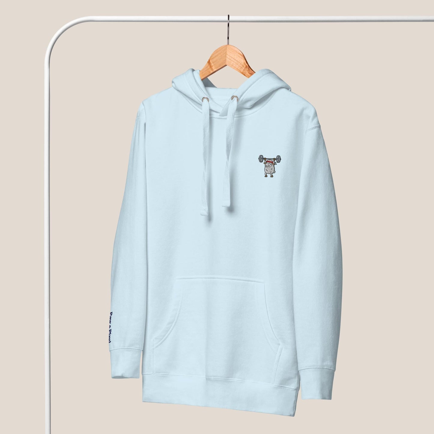 Hoodie - Strong Sheep in Himmelblau - Paw & Pixel Stickdesign