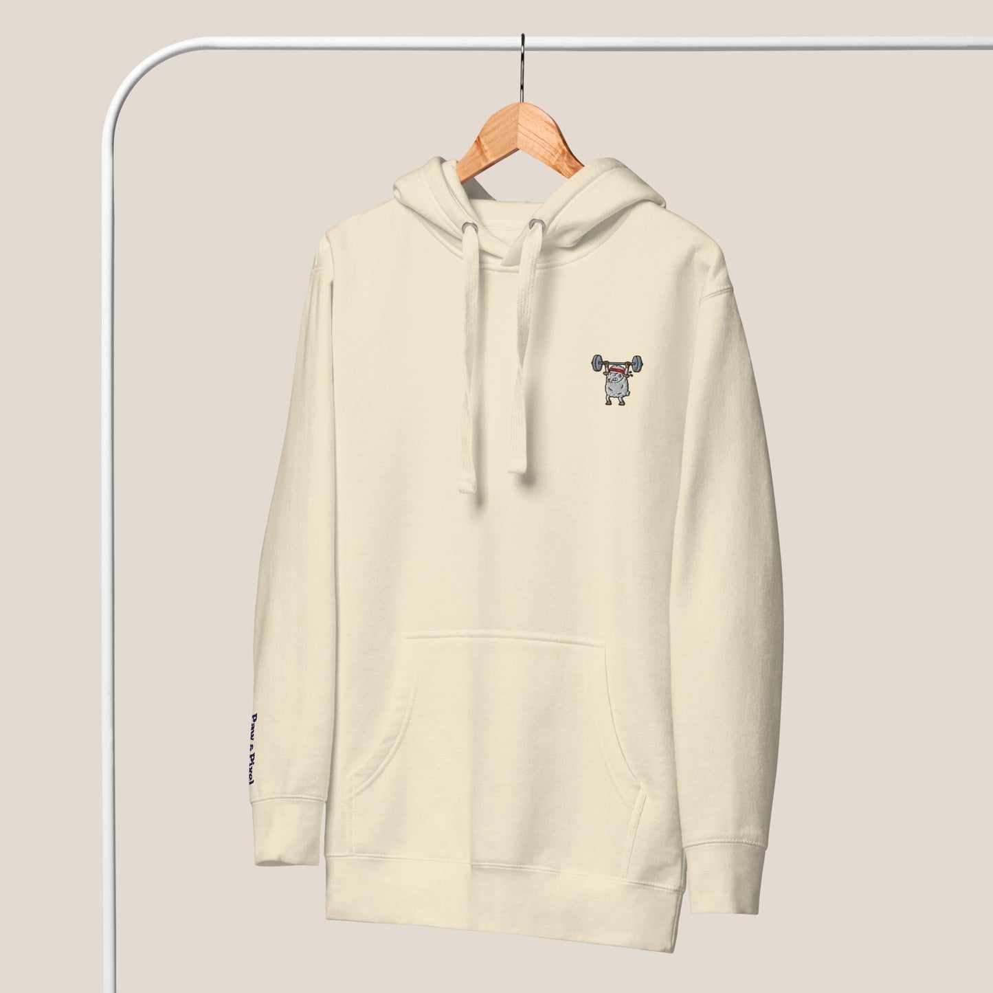 Hoodie - Strong Sheep in Cremeweiß - Paw & Pixel Stickdesign