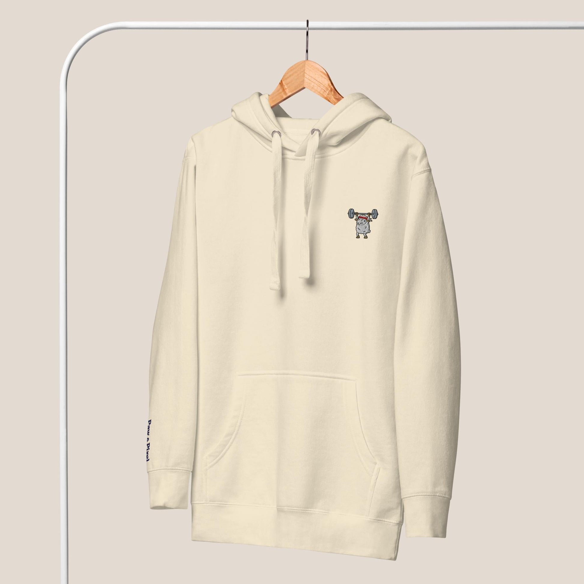 Hoodie - Strong Sheep in Cremeweiß - Paw & Pixel Stickdesign