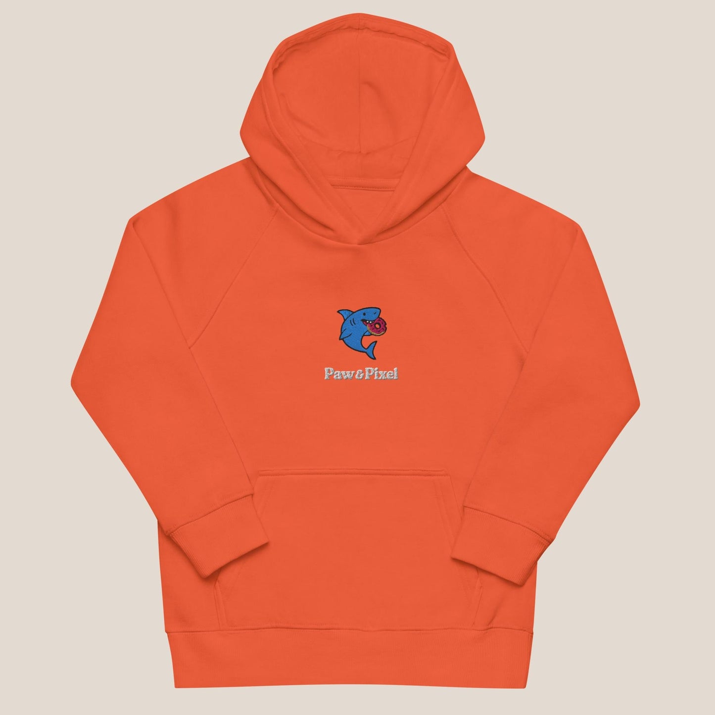Kinder Bio Hoodie - Snack Attack in Burnt Orange - Paw & Pixel Stickdesign