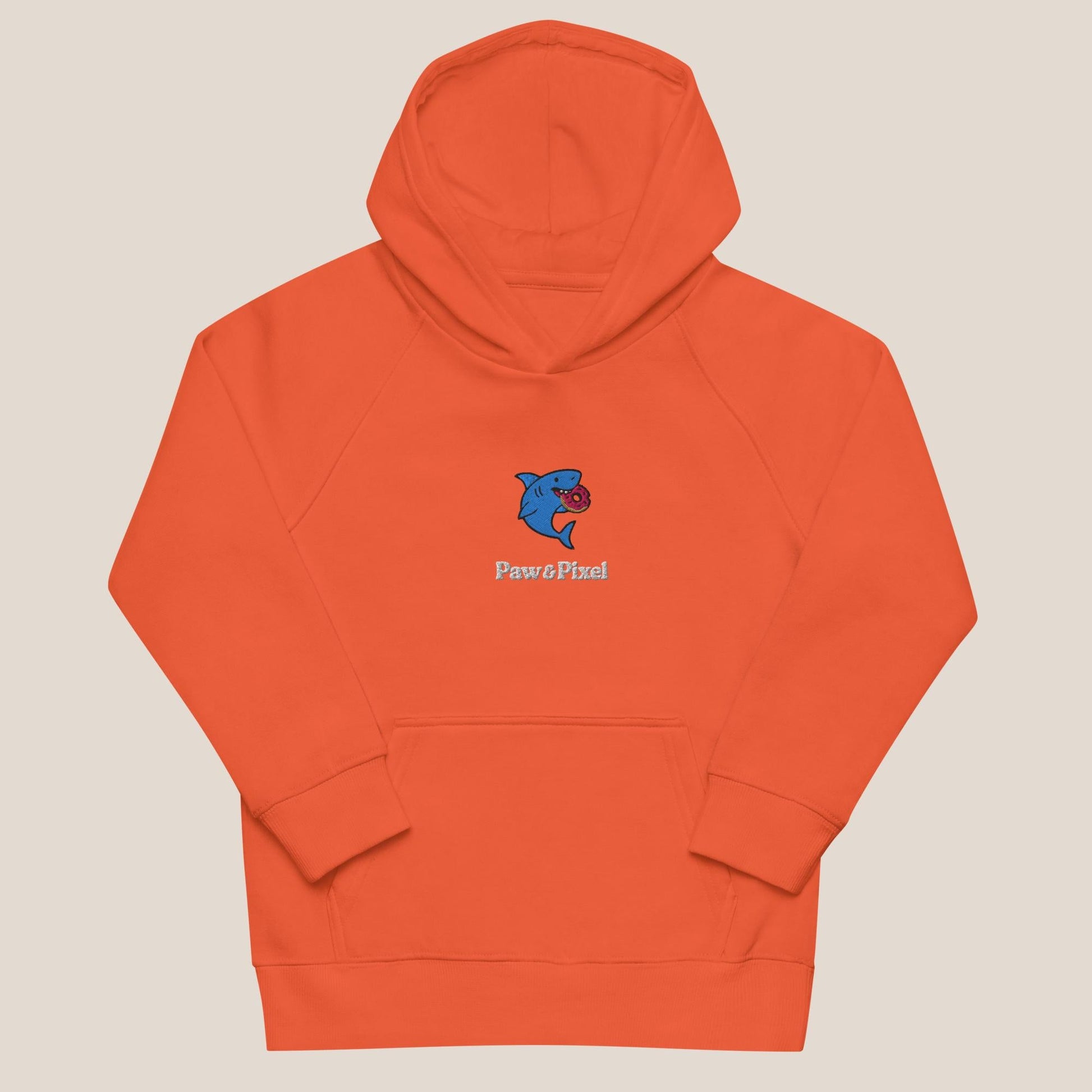 Kinder Bio Hoodie - Snack Attack in Burnt Orange - Paw & Pixel Stickdesign