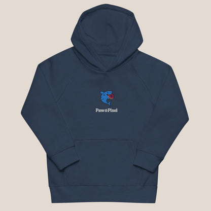Kinder Bio Hoodie - Snack Attack in Marineblau - Paw & Pixel Stickdesign