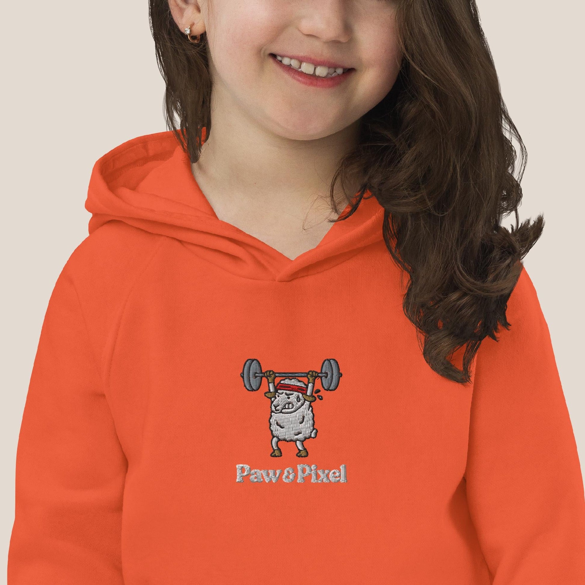 Kinder Bio Hoodie - Strong Sheep in Marineblau - Paw & Pixel Stickdesign