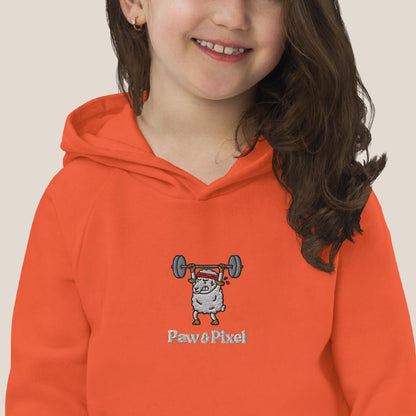 Kinder Bio Hoodie - Strong Sheep in Marineblau - Paw & Pixel Stickdesign