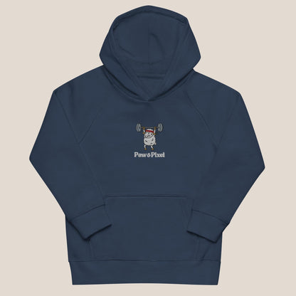 Kinder Bio Hoodie - Strong Sheep in Marineblau - Paw & Pixel Stickdesign