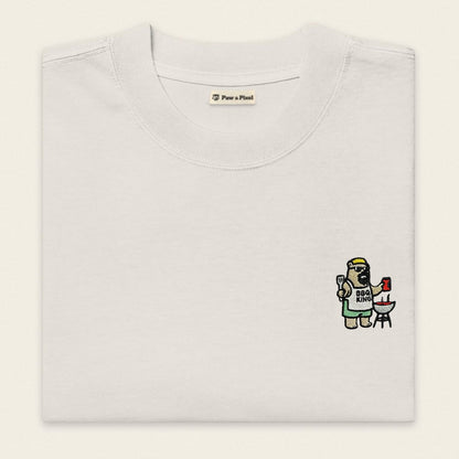 Oversized T-Shirt - BBQ Bär in Weiß - Paw & Pixel Stickdesign
