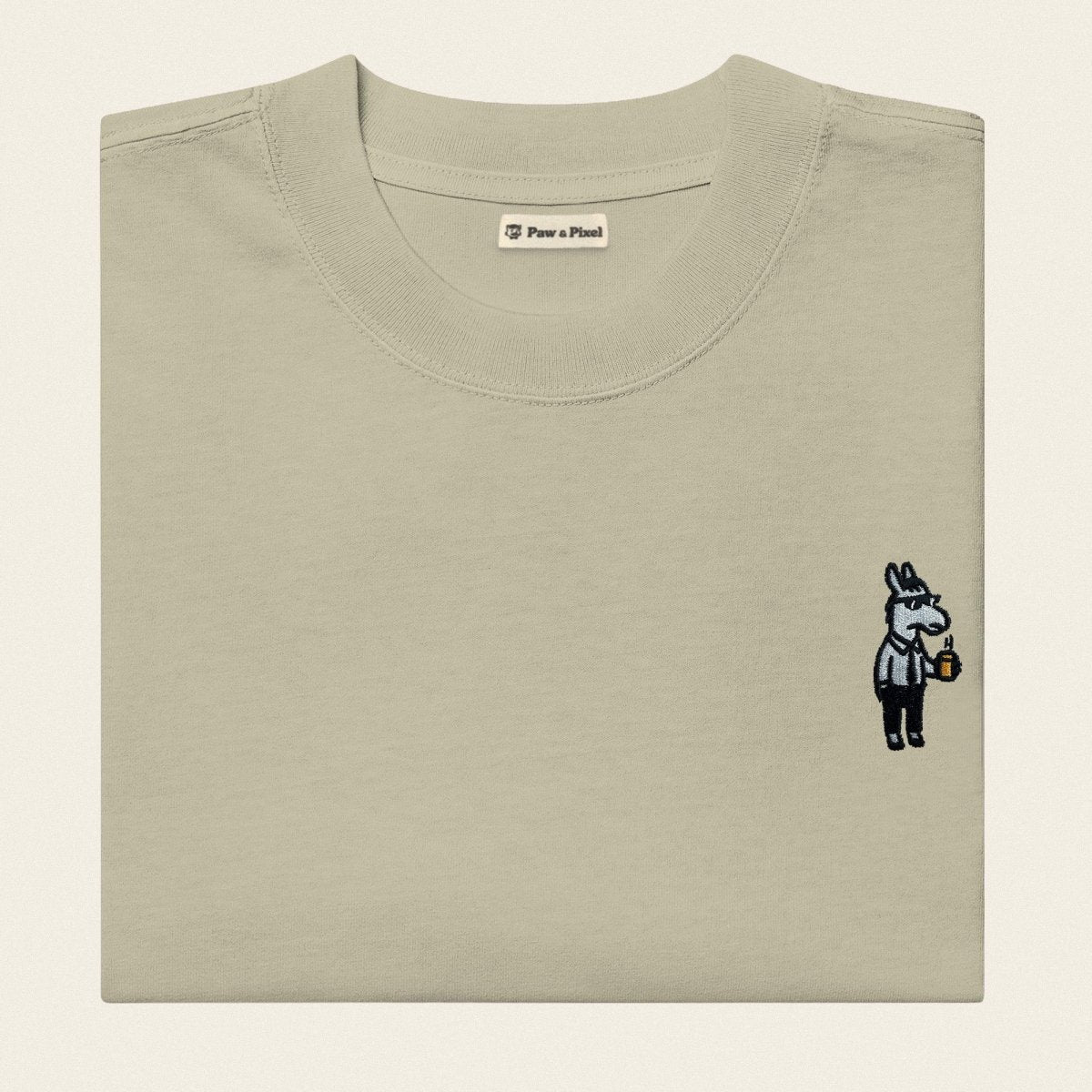 Oversized T-Shirt - Business Esel in Eukalyptusgrün - Paw & Pixel Stickdesign
