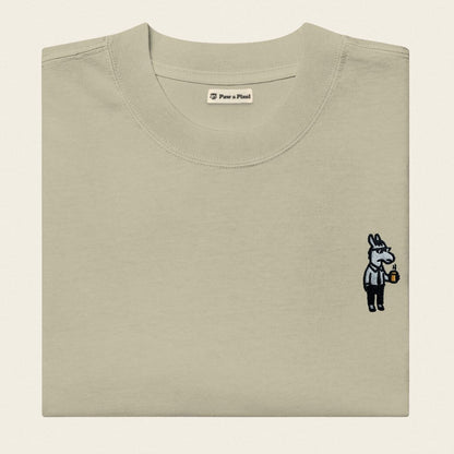 Oversized T-Shirt - Business Esel in Eukalyptusgrün - Paw & Pixel Stickdesign