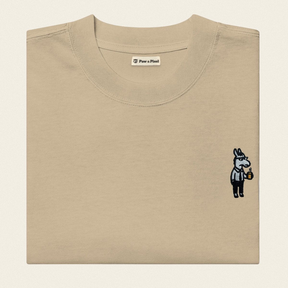 Oversized T-Shirt - Business Esel in Khaki - Paw & Pixel Stickdesign