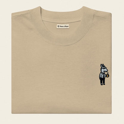 Oversized T-Shirt - Business Esel in Khaki - Paw & Pixel Stickdesign
