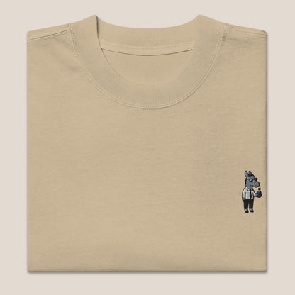 Oversized T-Shirt - Business Esel in Khaki (verwaschen) - Paw & Pixel Stickdesign