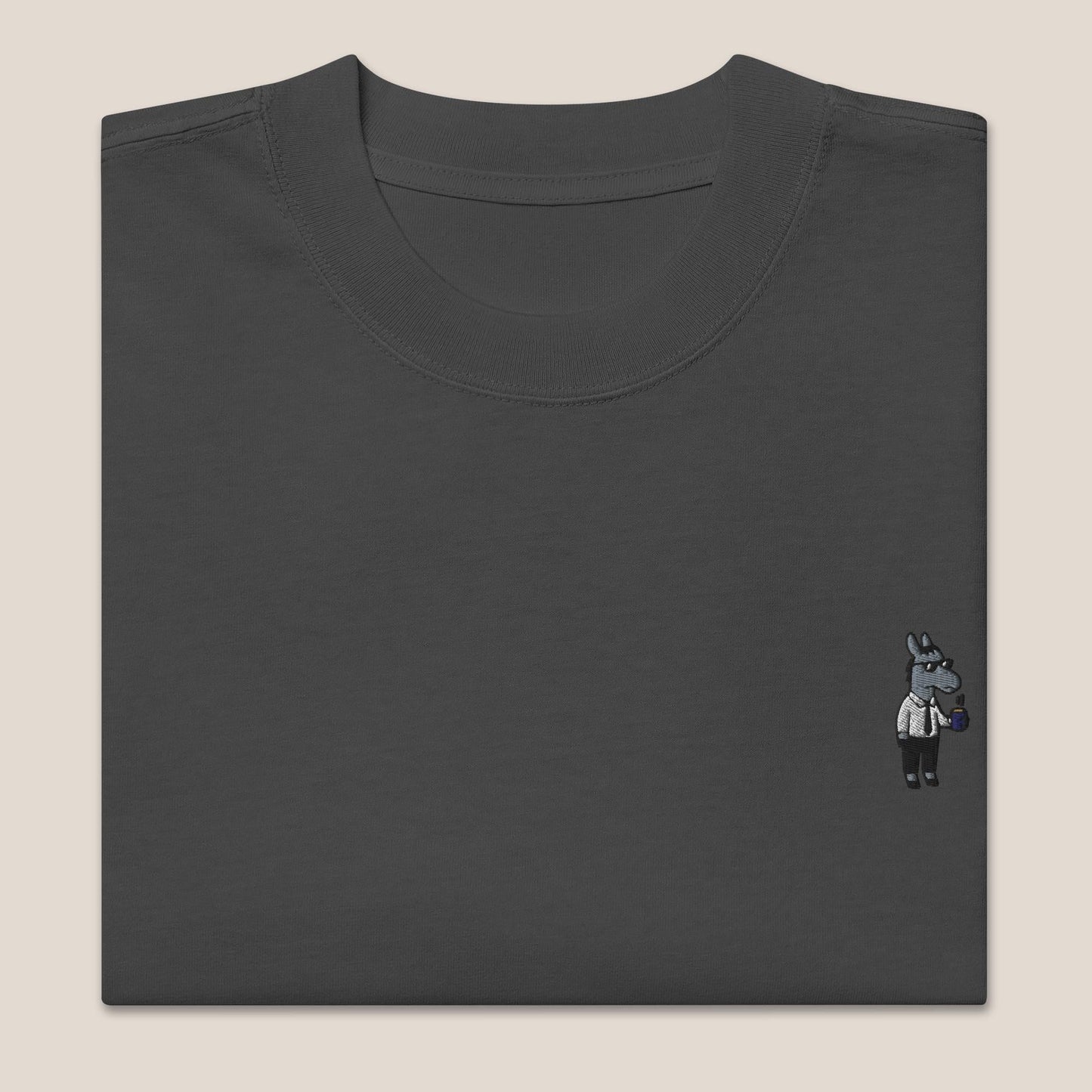 Oversized T-Shirt - Business Esel in Schwarz (verwaschen) - Paw & Pixel Stickdesign