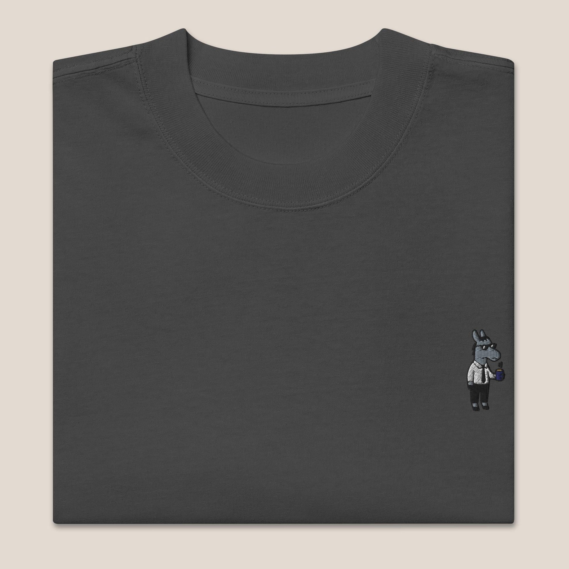 Oversized T-Shirt - Business Esel in Schwarz (verwaschen) - Paw & Pixel Stickdesign