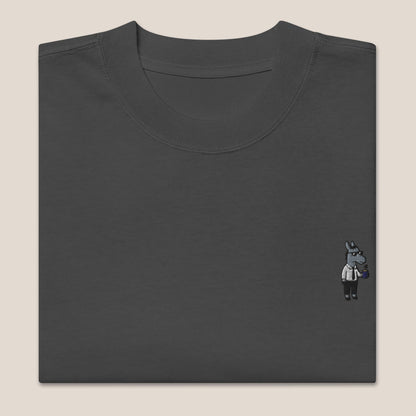 Oversized T-Shirt - Business Esel in Schwarz (verwaschen) - Paw & Pixel Stickdesign