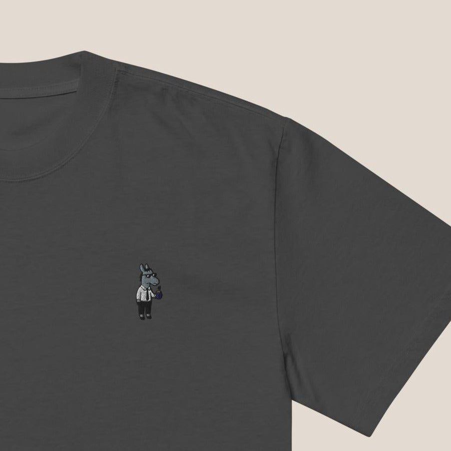 Oversized T-Shirt - Business Esel in Schwarz (verwaschen) - Paw & Pixel Stickdesign