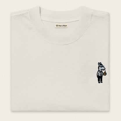 Oversized T-Shirt - Business Esel in Weiß - Paw & Pixel Stickdesign