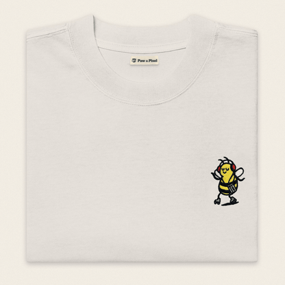 Oversized T-Shirt - Groovy Bee in Weiß - Paw & Pixel Stickdesign