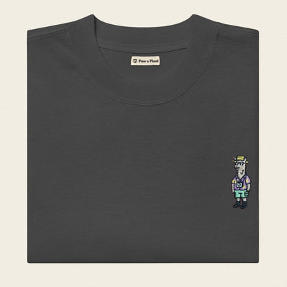 Oversized T-Shirt - Llama on Tour in Schwarz - Paw & Pixel Stickdesign