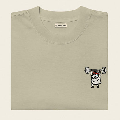 Oversized T-Shirt - Strong Sheep in Eukalyptusgrün - Paw & Pixel Stickdesign