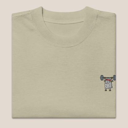 Oversized T-Shirt - Strong Sheep in Eukalyptusgrün (verwaschen) - Paw & Pixel Stickdesign